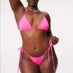 NEW! Good American Tiny Ties Hot Pink Bikini Bottoms - 3